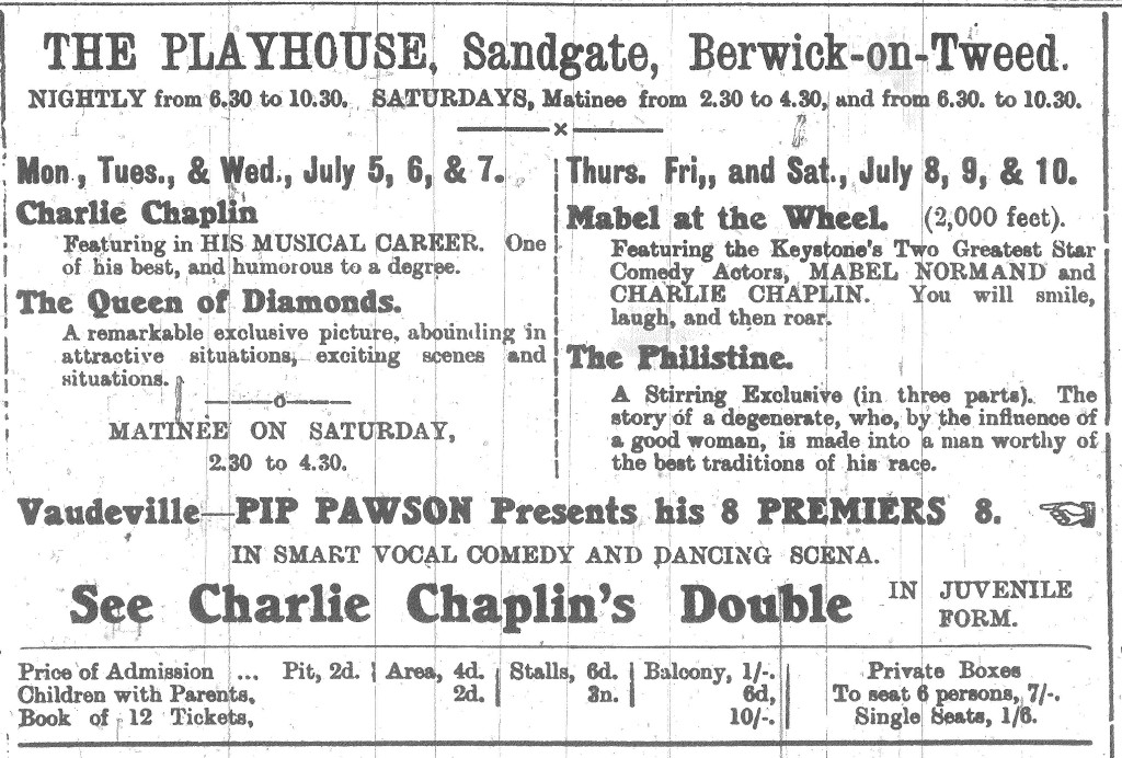 Berwick Advertiser 2 July 1915, Playhouse Advert