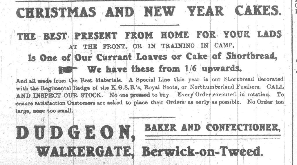 Berwick Advertiser 17 Dec 1915 Dudgeon Advert