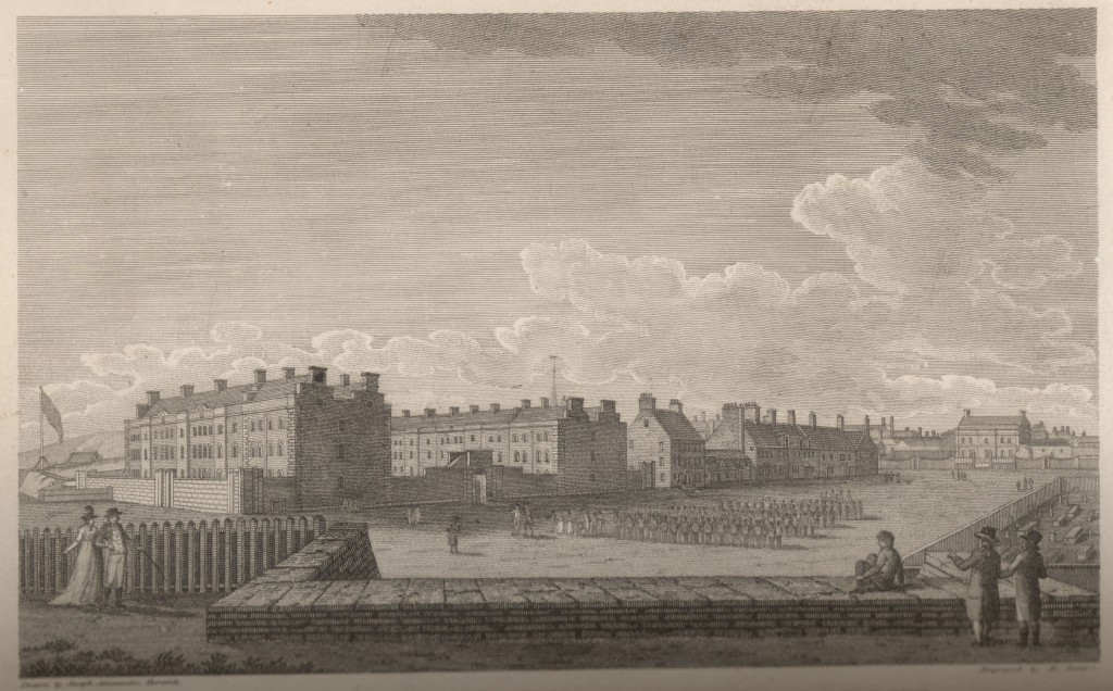 Fuller's engraving of Berwick Barracks 1799. BRO 1637-04 (c) Berwick Record Office.
