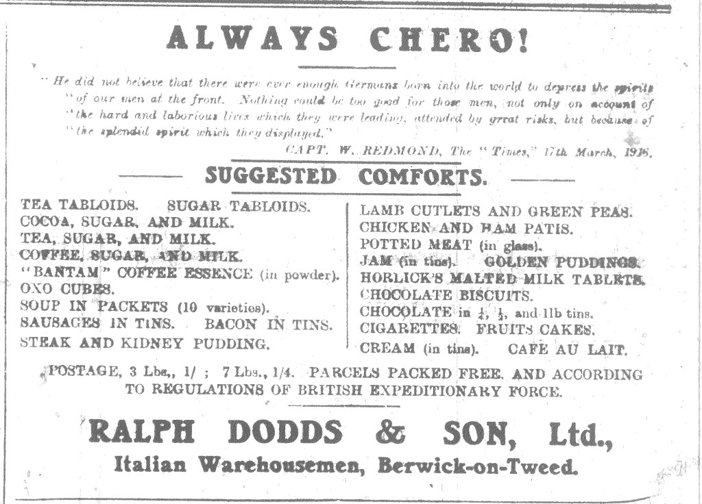 Berwick Advertiser, 24 March 1916 Ralph Dodds & Son Advert