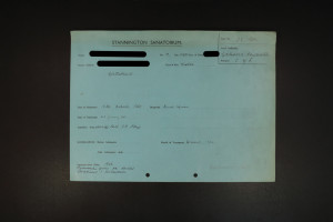The front cover of a file