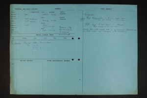 Inside the cover of a patient file